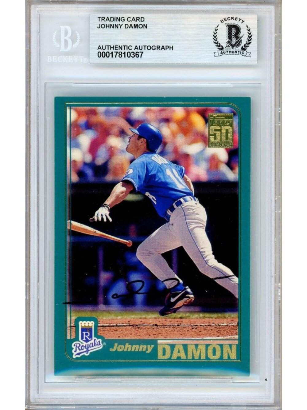 Johnny Damon Signed 2000 Topps #140 Kansas City Royals Beckett BAS Slabbed Auto